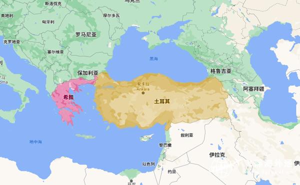希腊和土耳其地图